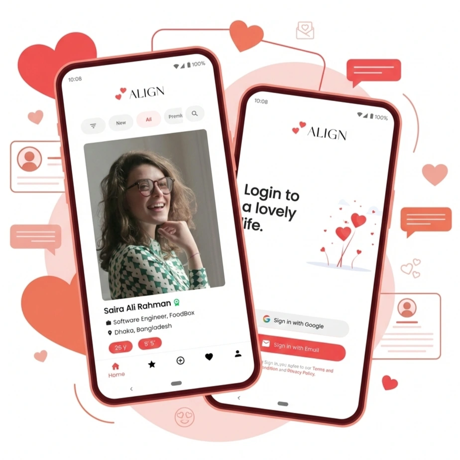 Align Matrimony mobile app interface