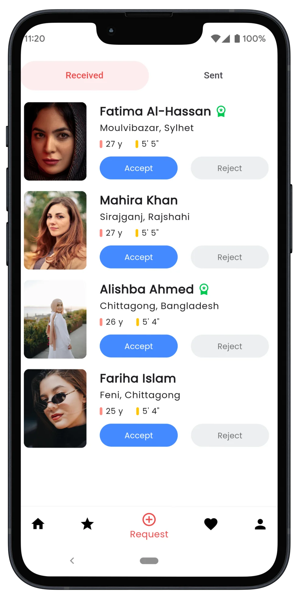 Send marriage request using Align Matrimony Bangladesh marriage app